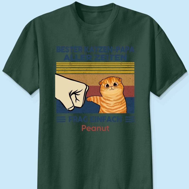 Perfektes Geschenk fr Katzenvter – Personalisiertes T-Shirt mit Katzen-Faustgru
