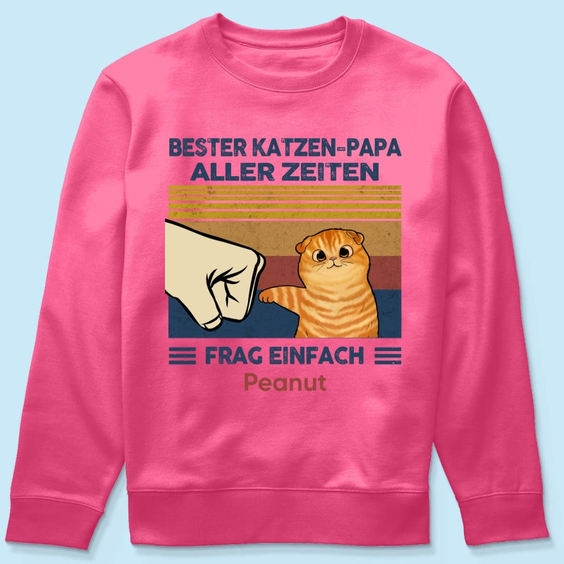 Perfektes Geschenk fr Katzenvter – Personalisiertes T-Shirt mit Katzen-Faustgru