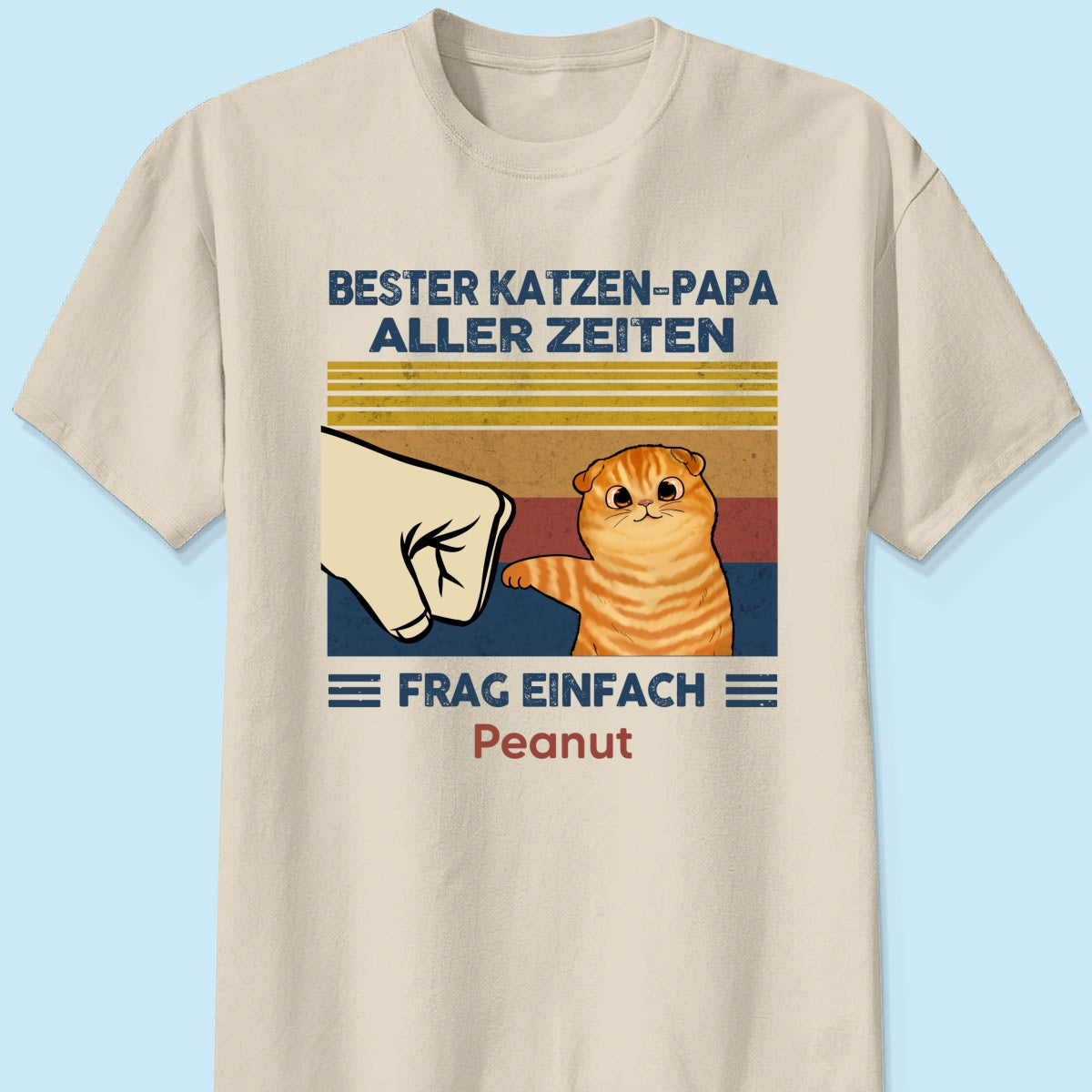 Perfektes Geschenk fr Katzenvter – Personalisiertes T-Shirt mit Katzen-Faustgru