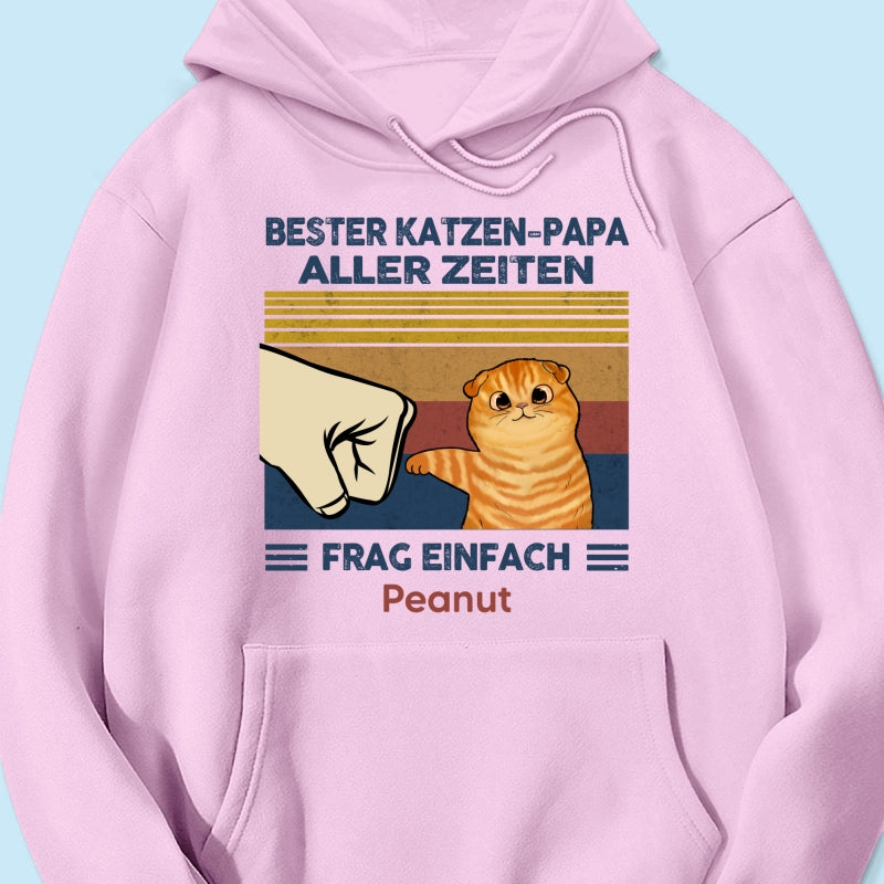 Perfektes Geschenk fr Katzenvter – Personalisiertes T-Shirt mit Katzen-Faustgru