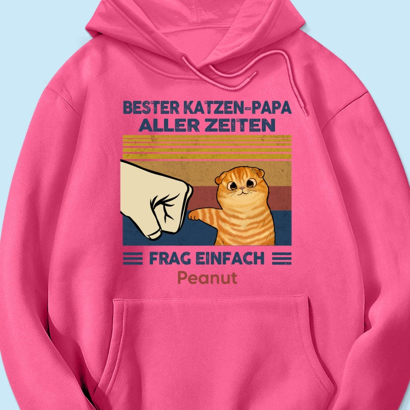 Perfektes Geschenk fr Katzenvter – Personalisiertes T-Shirt mit Katzen-Faustgru