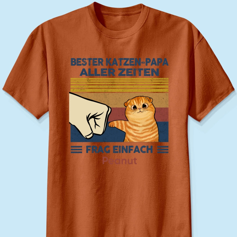 Perfektes Geschenk fr Katzenvter – Personalisiertes T-Shirt mit Katzen-Faustgru