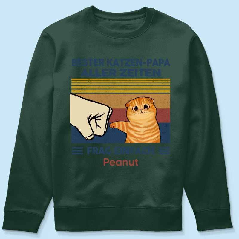 Perfektes Geschenk fr Katzenvter – Personalisiertes T-Shirt mit Katzen-Faustgru