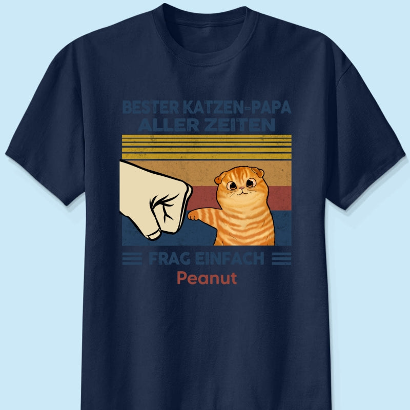 Perfektes Geschenk fr Katzenvter – Personalisiertes T-Shirt mit Katzen-Faustgru