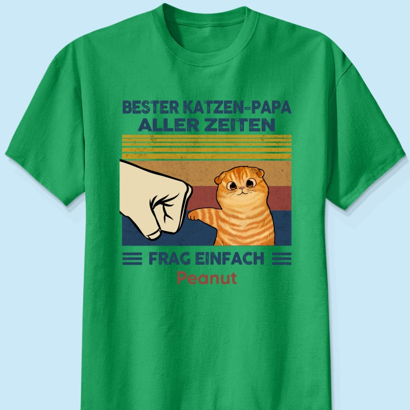Perfektes Geschenk fr Katzenvter – Personalisiertes T-Shirt mit Katzen-Faustgru