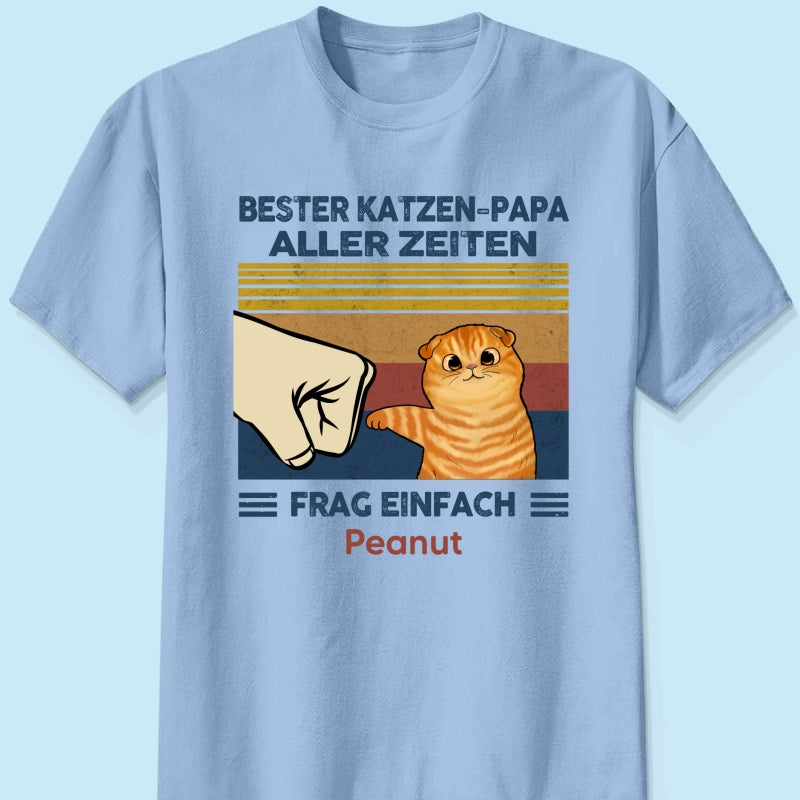 Perfektes Geschenk fr Katzenvter – Personalisiertes T-Shirt mit Katzen-Faustgru