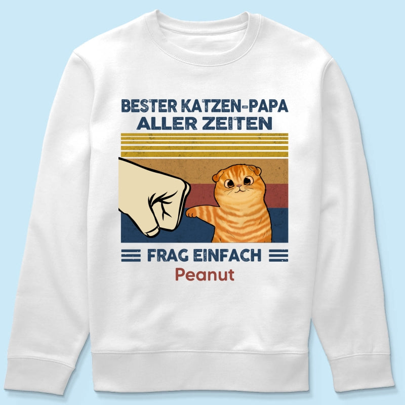 Perfektes Geschenk fr Katzenvter – Personalisiertes T-Shirt mit Katzen-Faustgru