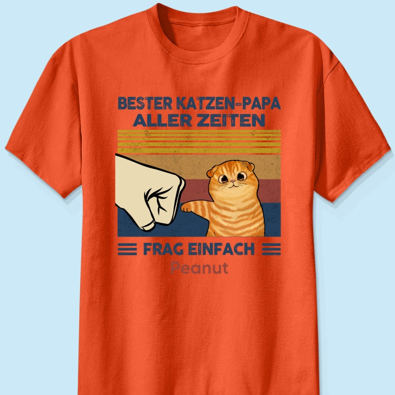 Perfektes Geschenk fr Katzenvter – Personalisiertes T-Shirt mit Katzen-Faustgru