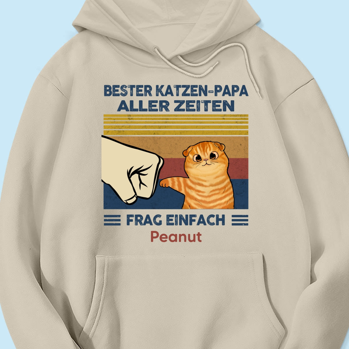 Perfektes Geschenk fr Katzenvter – Personalisiertes T-Shirt mit Katzen-Faustgru