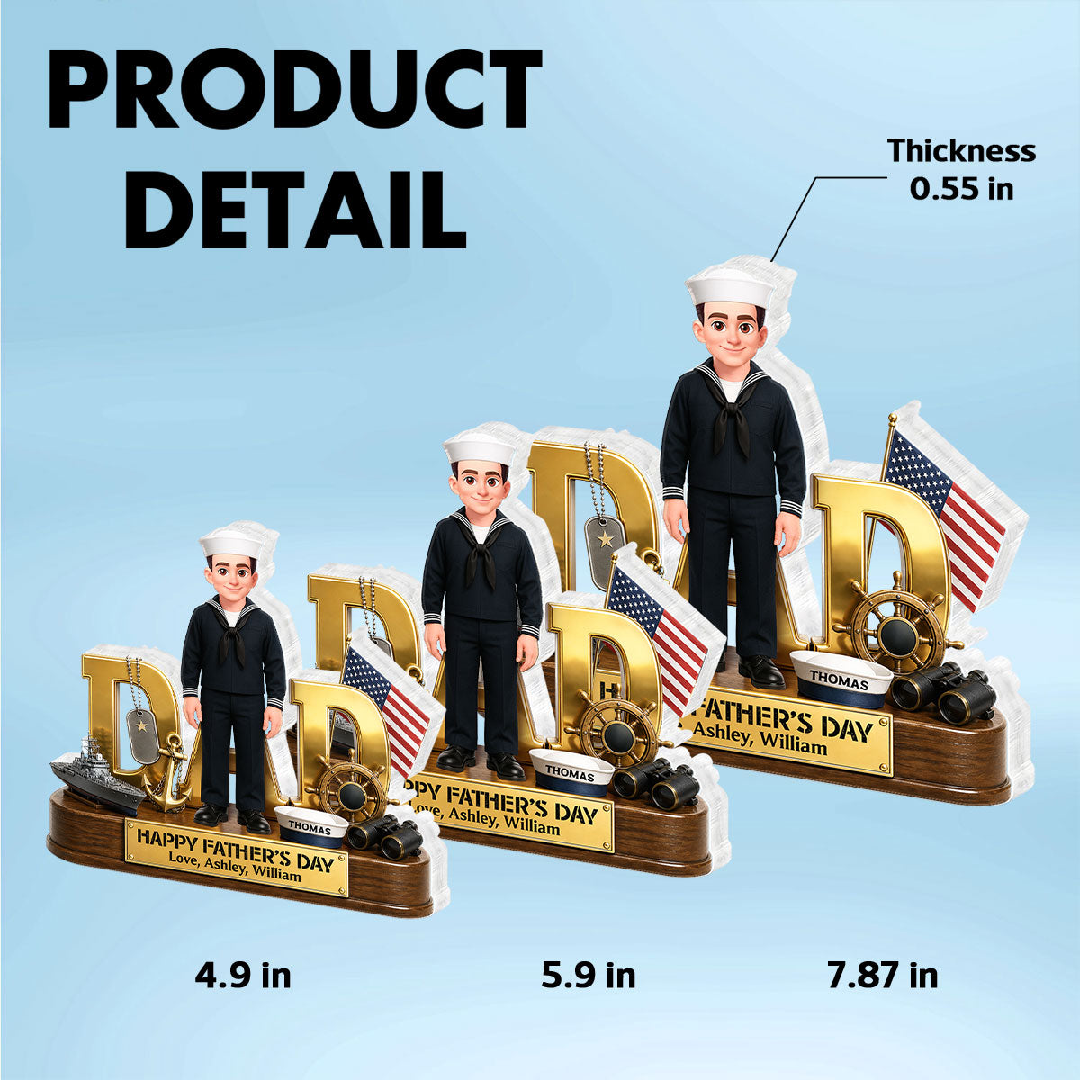Proud American Navy Dad You Are Our Hero - Personalized Acrylic Block Plaque - Gift For Dad