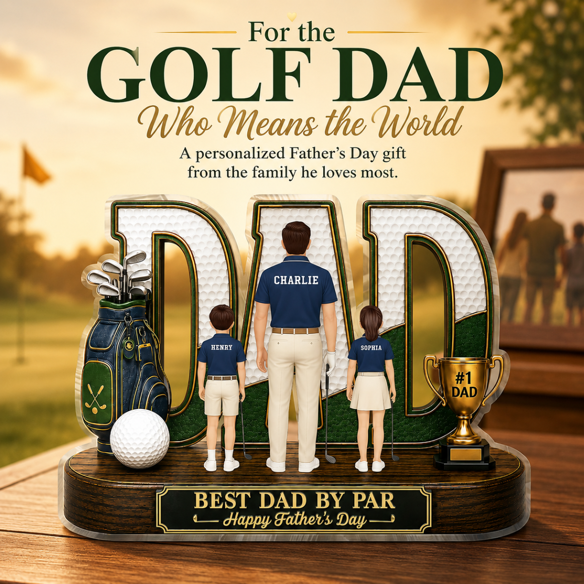Golf Dad Legend Best Dad By Par - Personalized Acrylic Block Plaque - Unique Trending Gift For Dad