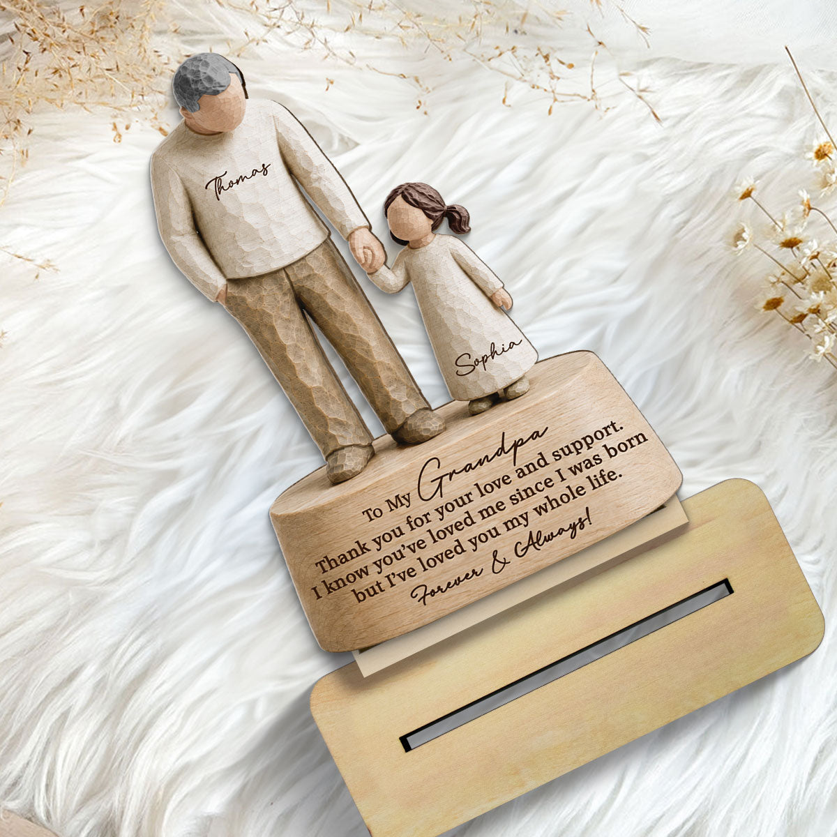 I've Loved You My Whole Life Grandpa & Grandkid 2D Flat Printed - Personalized 2-Layered Wooden Plaque - Sentimental Gift For Grandpa