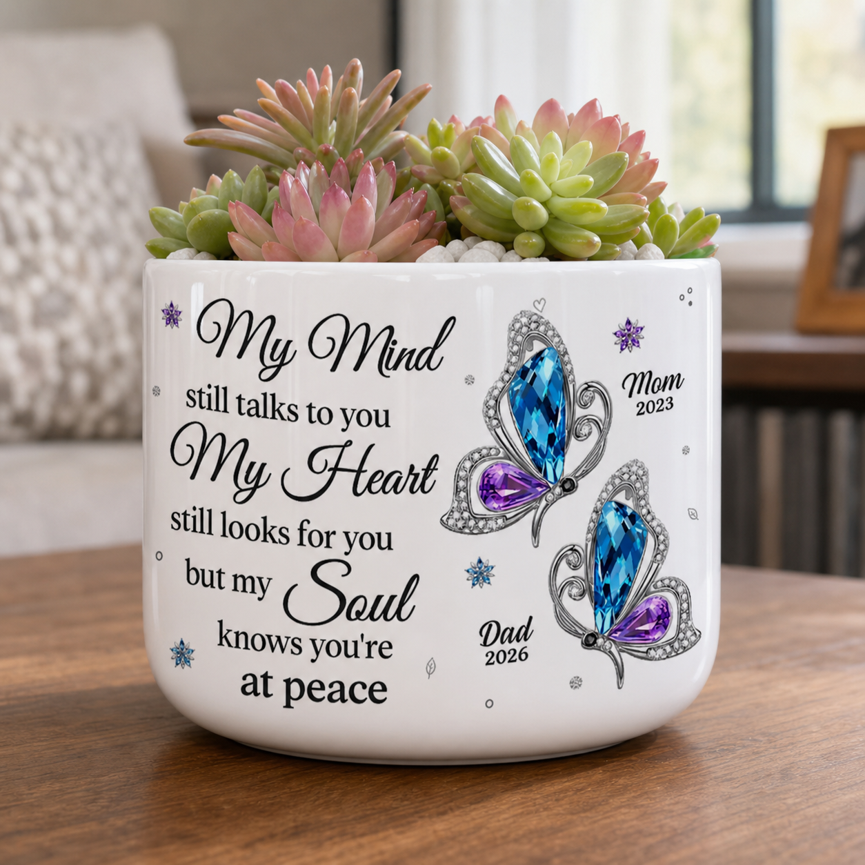 Custom Home Decor Ceramic Plant Pot - Personalized Memorial Sympathy Gifts For Loss of Mom, Dad - Cardinal Visits From Heaven