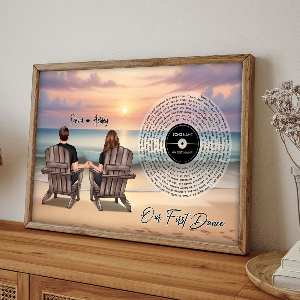 You And Me Beach Landscape Favorite Song Vinyl Lyrics Personalized Poster, Heartfelt 2025 Gift, Anniversary Gift, Birthday Gift For Him, For Her, Boyfriend, Girlfriend, Husband, Wife