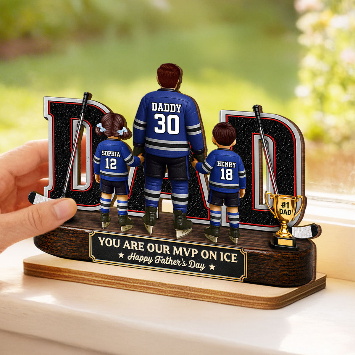Hockey Dad Legend You Are Our MVP On Ice - Personalized 2-Layered Wooden Plaque - Gift For Dad, Husband