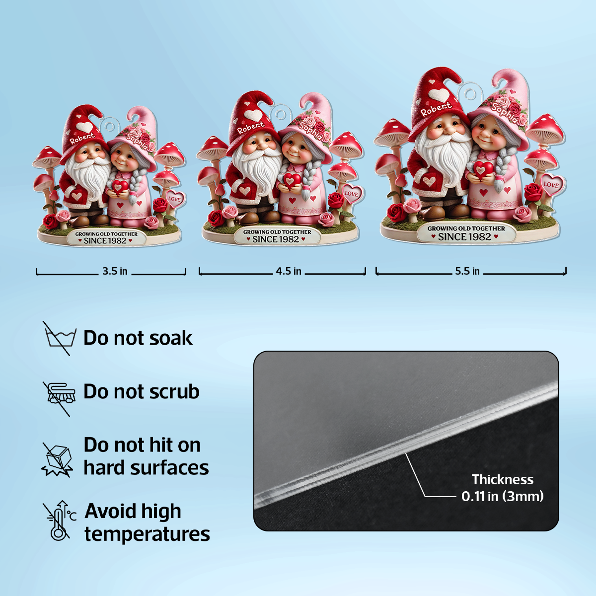 Gnome Mushroom Old Couple Gift for him, Gift for her, Personalized Acrylic Car Hanger