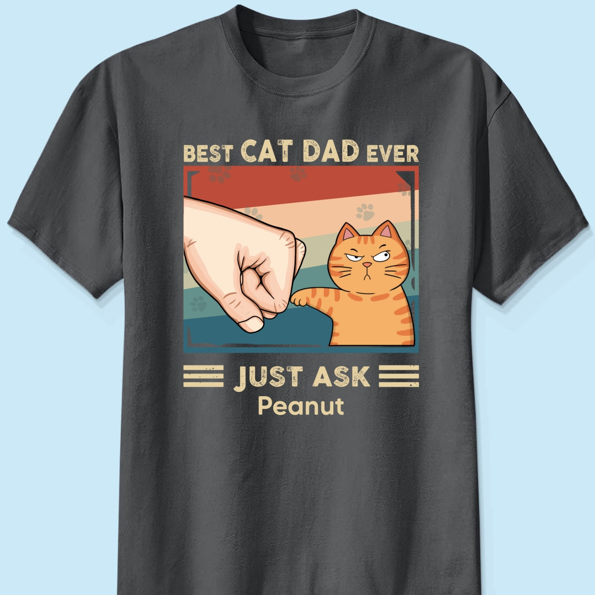 Retro Best Cat Dad Ever Fist Bump Funny Cute Cats Personalized Shirt