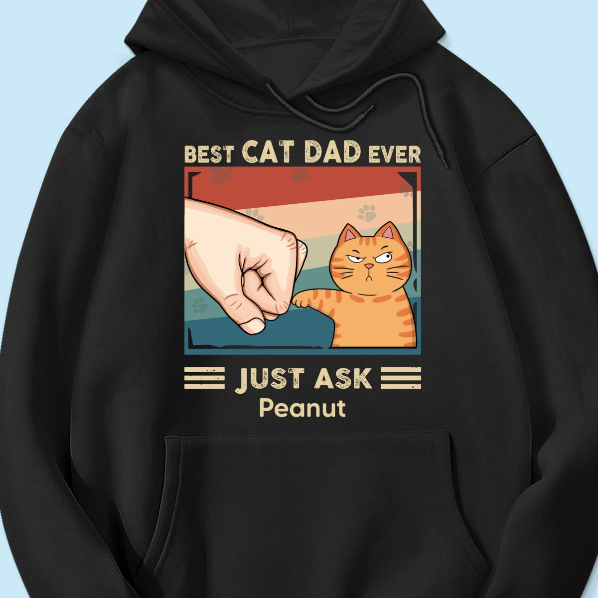 Retro Best Cat Dad Ever Fist Bump Funny Cute Cats Personalized Shirt