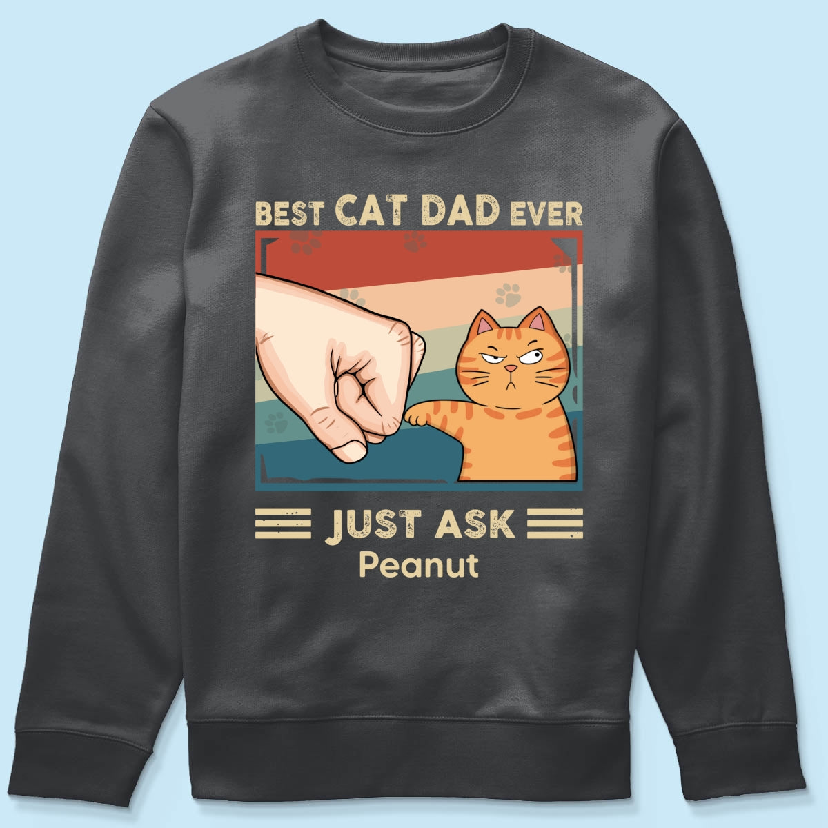 Retro Best Cat Dad Ever Fist Bump Funny Cute Cats Personalized Shirt