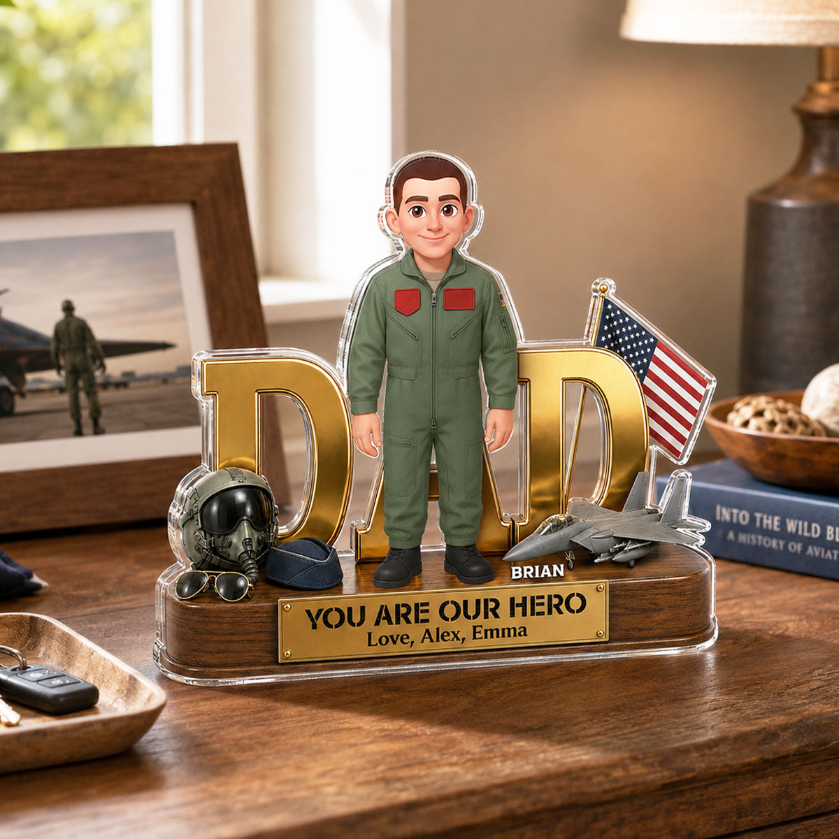 Proud American Air Force Dad You Are Our Hero - Personalized Acrylic Block Plaque - Gift For Dad