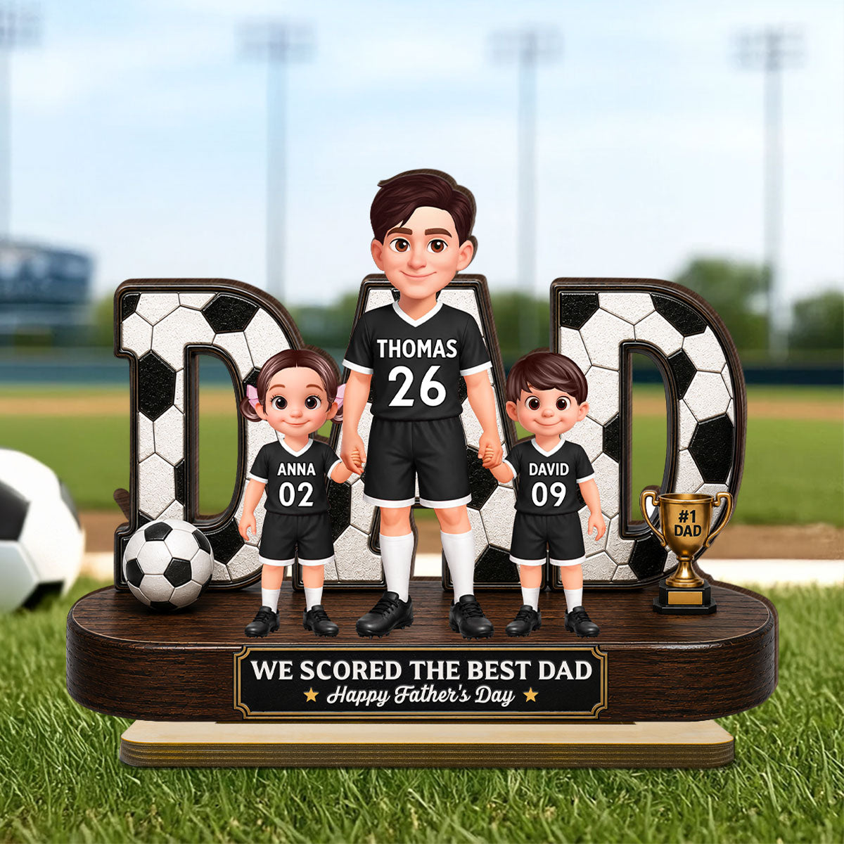 Soccer Dad Legend We Scored The Best Dad - Personalized 2-Layered Wooden Plaque - Gift For Dad, Husband, Soccer Lovers