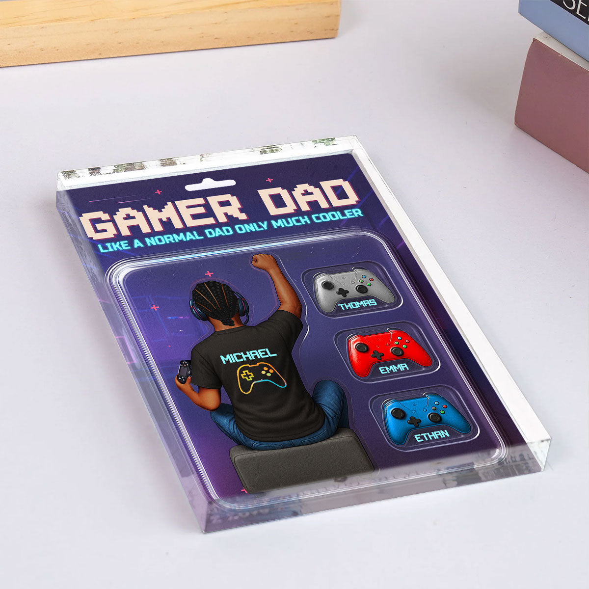 Gamer Dad Back View Toy Box Figures Style, Personalized Acrylic Block Plaque, Gift for Dad, Gift for Husband