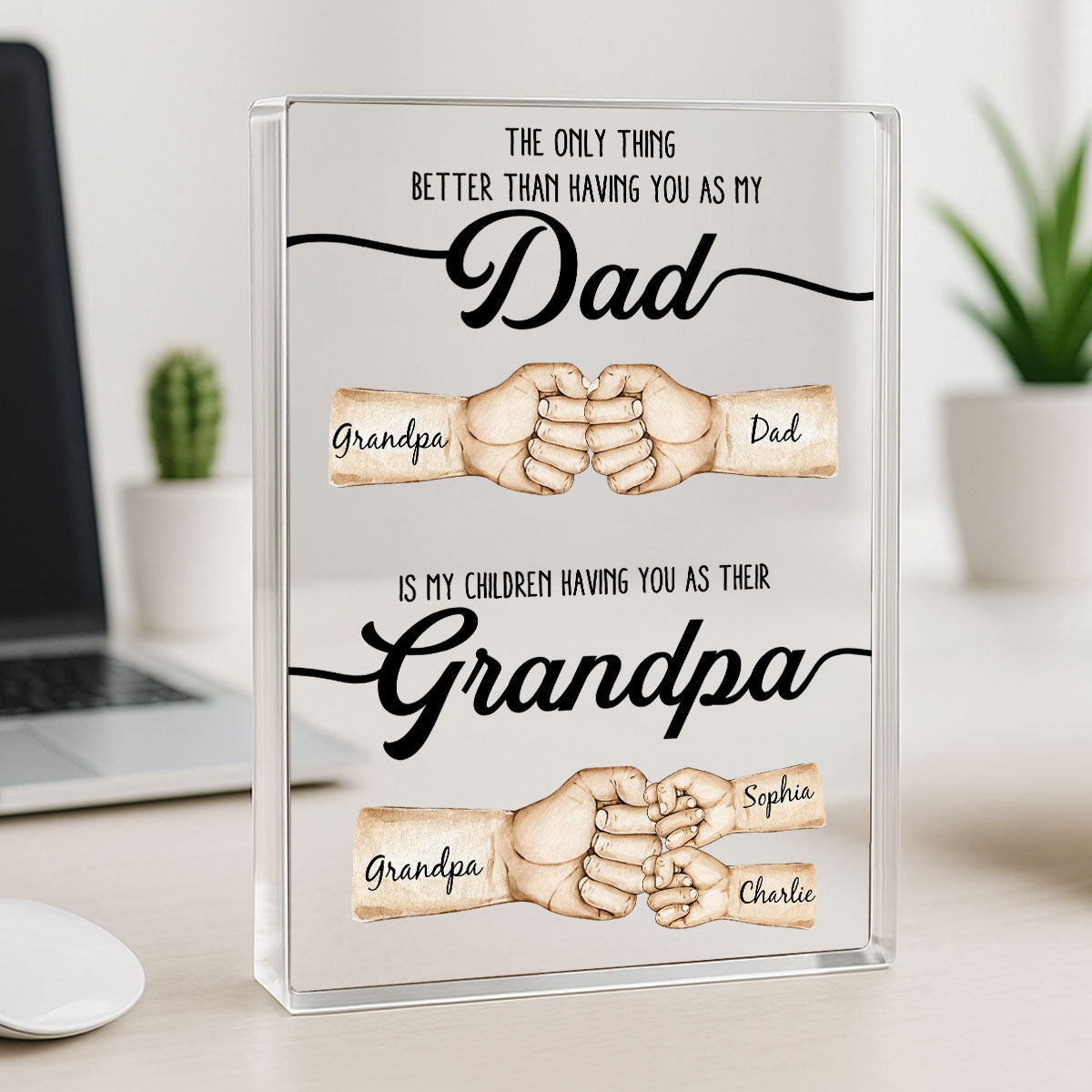 The Only Thing Better Than Having You As My Dad Fist Bump Personalized Acrylic Block, gift for Dad from Daughter from Son