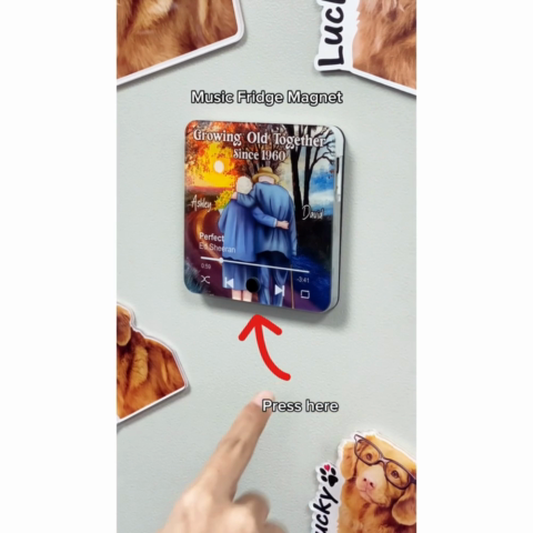 Old Couple Growing Old Together Since Personalized Music Fridge Magnet, Heartfelt 2025 Gift For Couple, For Him, For Her, Boyfriend, Girlfriend, Husband, Wife
