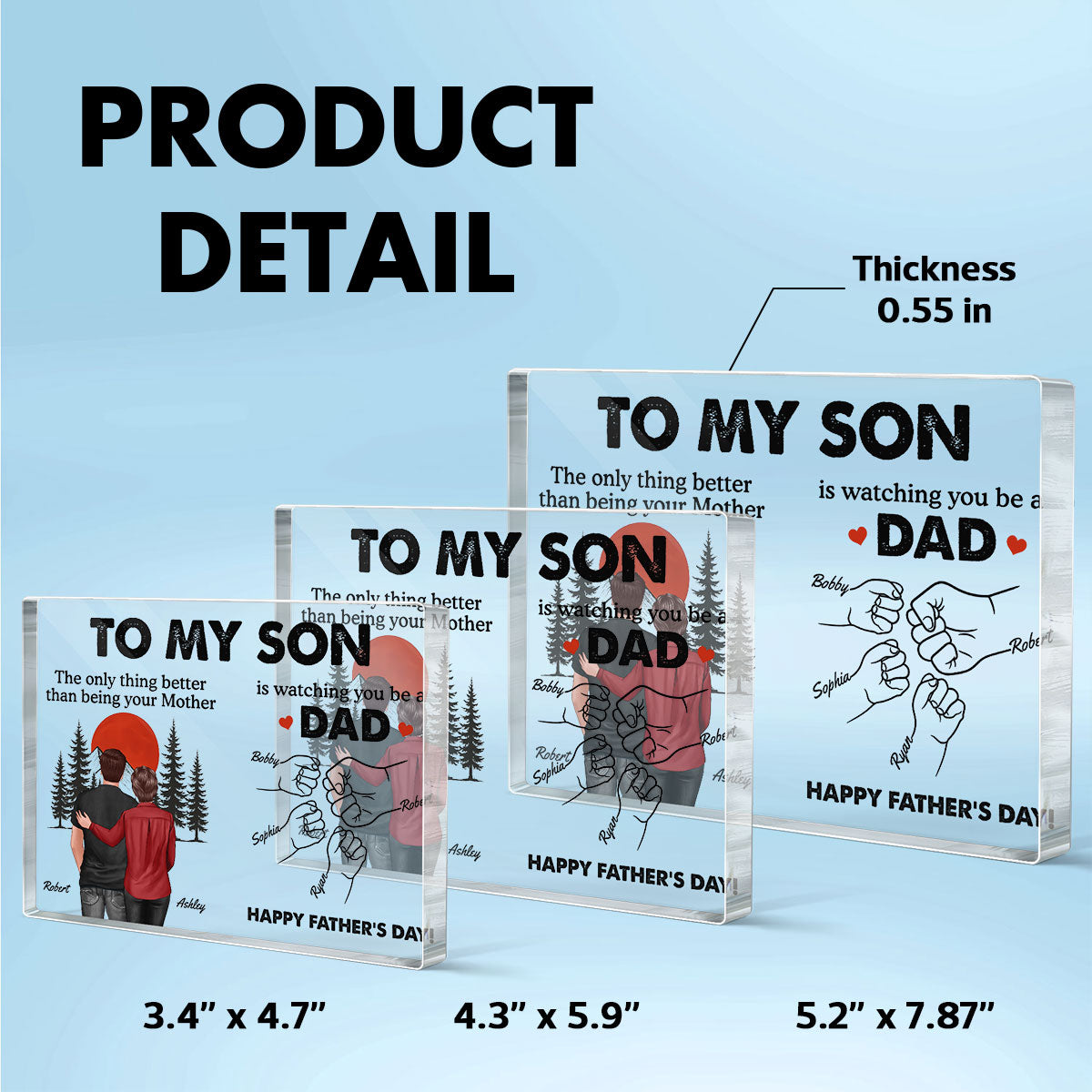 Retro Vintage Sunset To My Son Watching You Be A Dad - Personalized Acrylic Block Plaque - Gift For Son