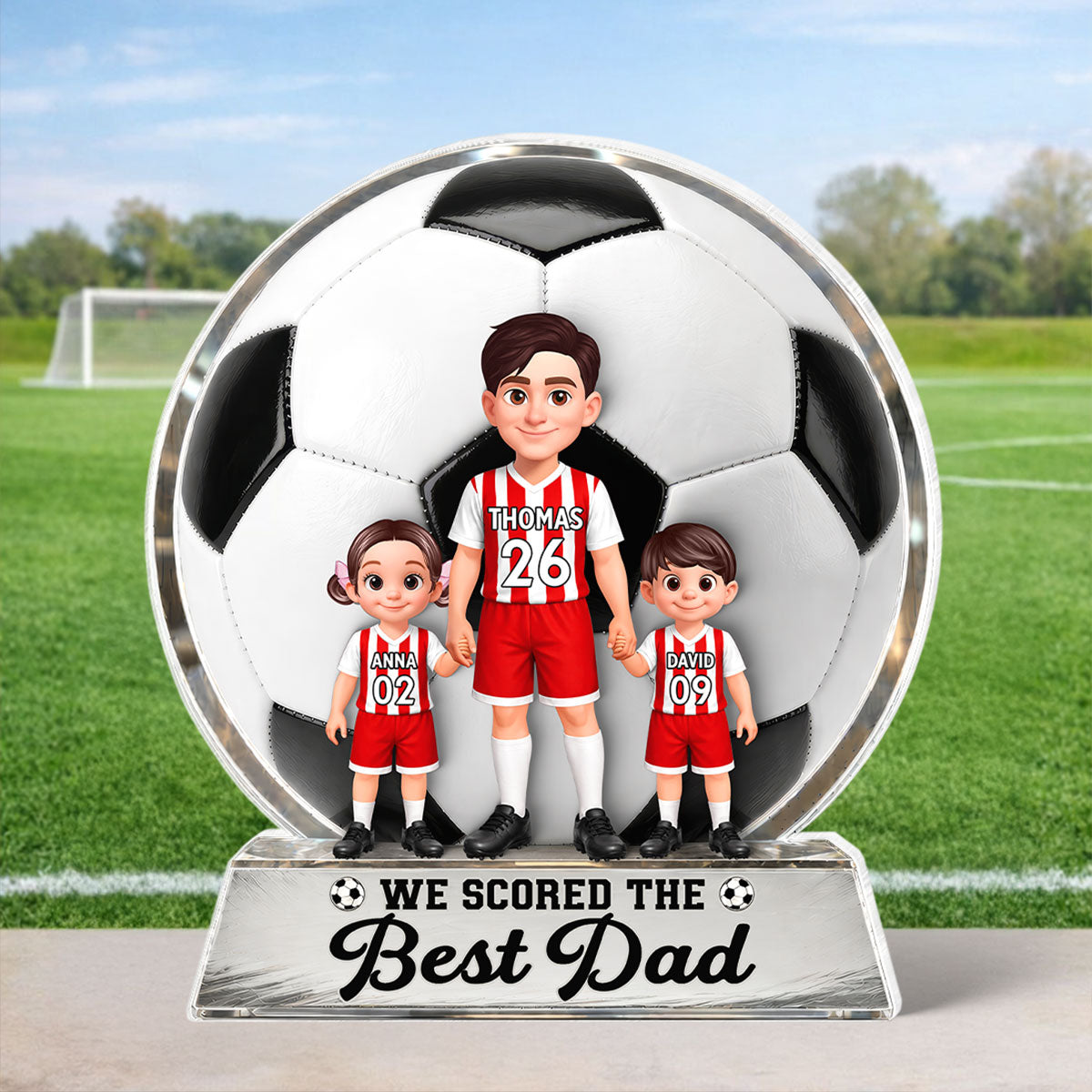 No 1 Soccer Dad We Scored The Best Dad - Personalized Acrylic Block Plaque - Gift For Dad, Husband, Soccer Lovers