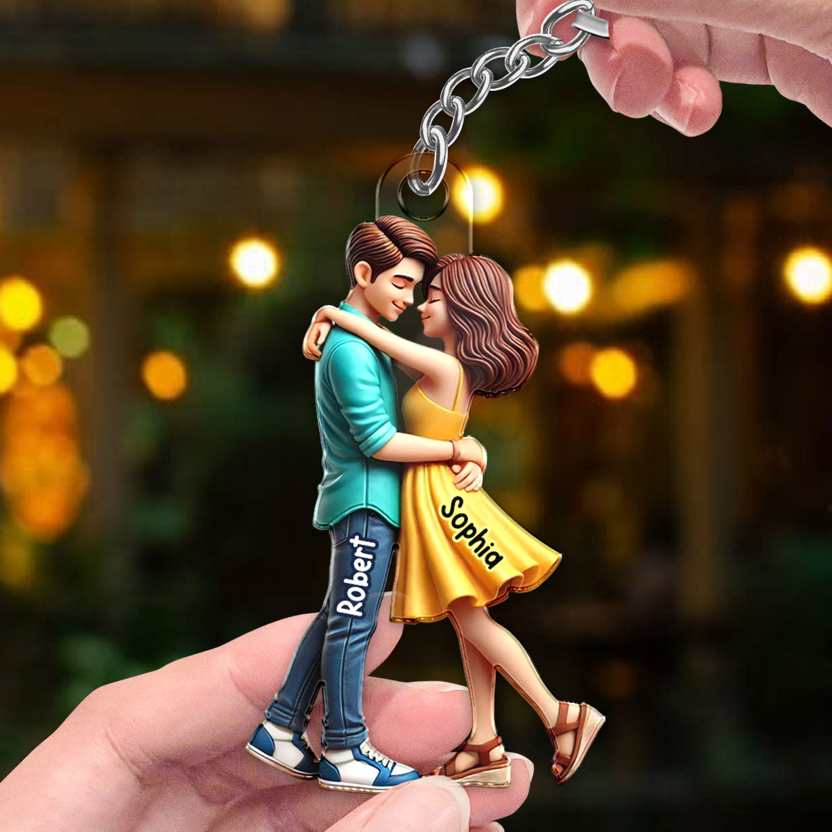 3D Effect Couple Hugging Personalized Acrylic Keychain, Heartfelt Gift For Couple, For Him, For Her, Boyfriend, Girlfriend, Husband, Wife