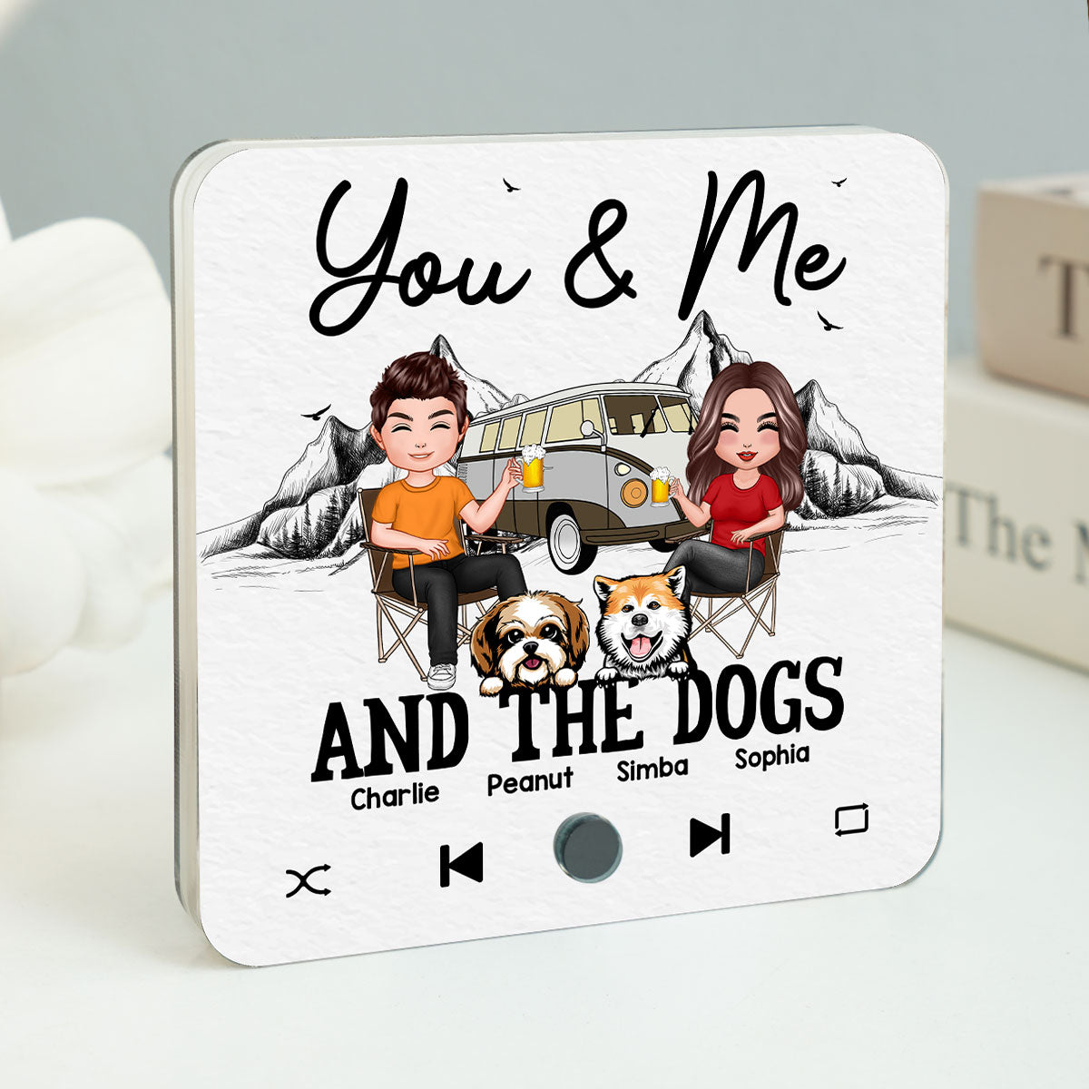 You Me & The Dogs Camping Couple Gift For Camping Lover Personalized Music Fridge Magnet