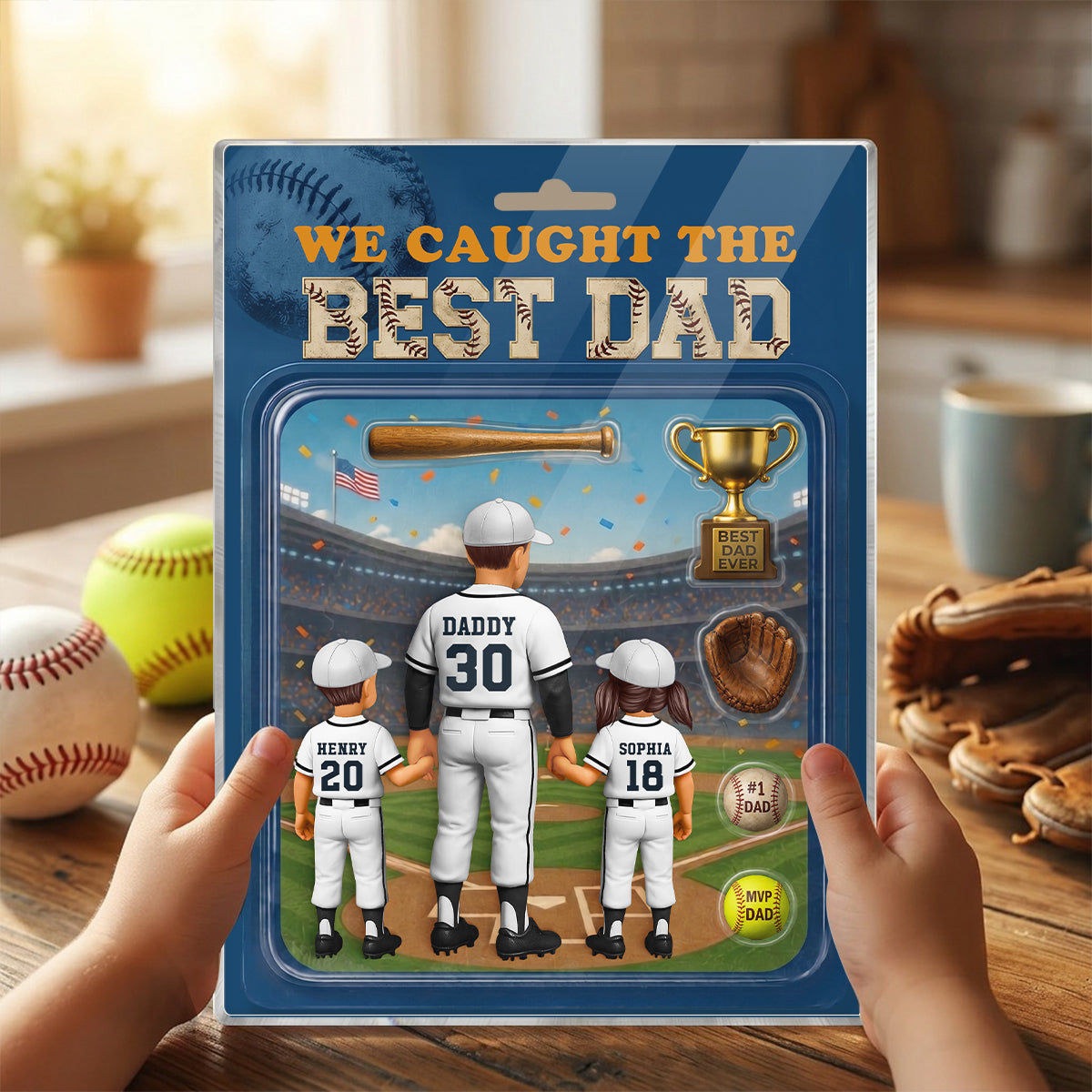 Baseball Dad Action Figure - Personalized Acrylic Block Plaque - Gift for Dad, Husband