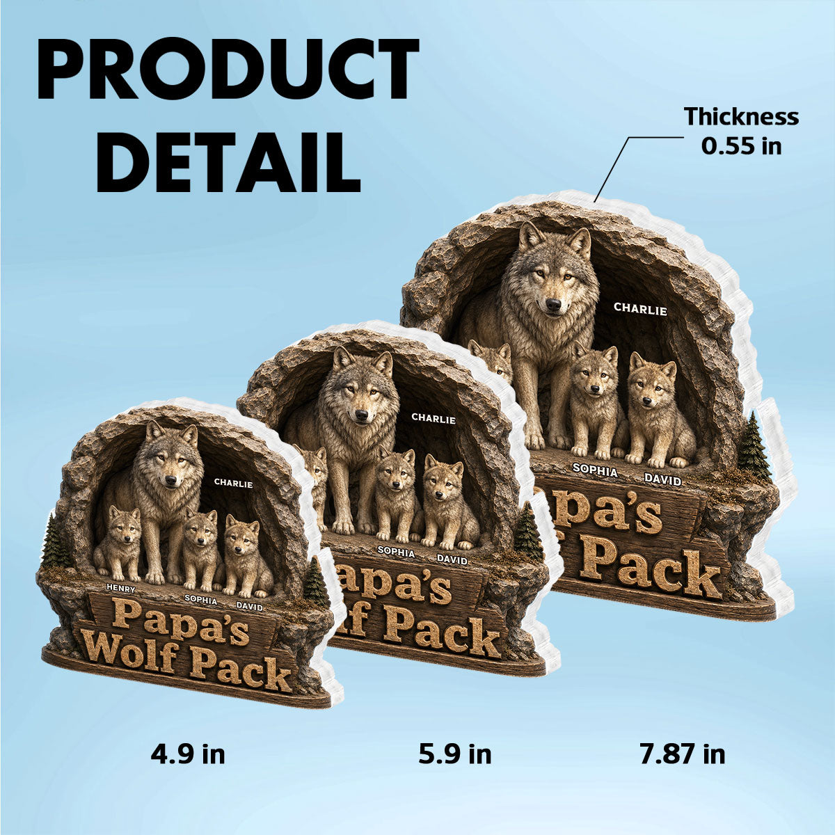 Dad Papa's Wolf Pack - Personalized Acrylic Block Plaque - Cool Gift For Dad, Husband