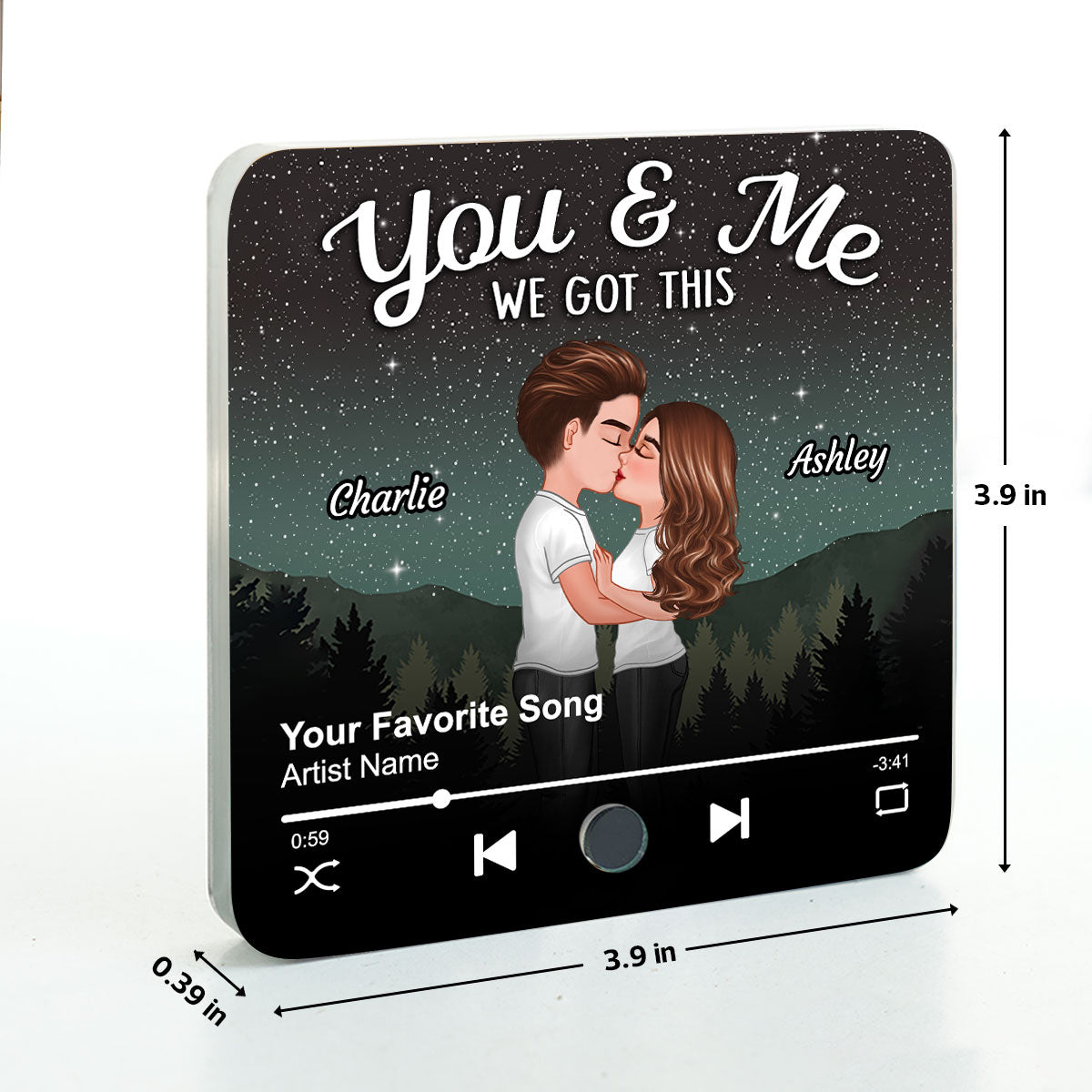 Couple Kissing Under Stars Personalized Music Fridge Magnet, Heartfelt 2025 Gift For Couple, For Him, For Her, Boyfriend, Girlfriend, Husband, Wife