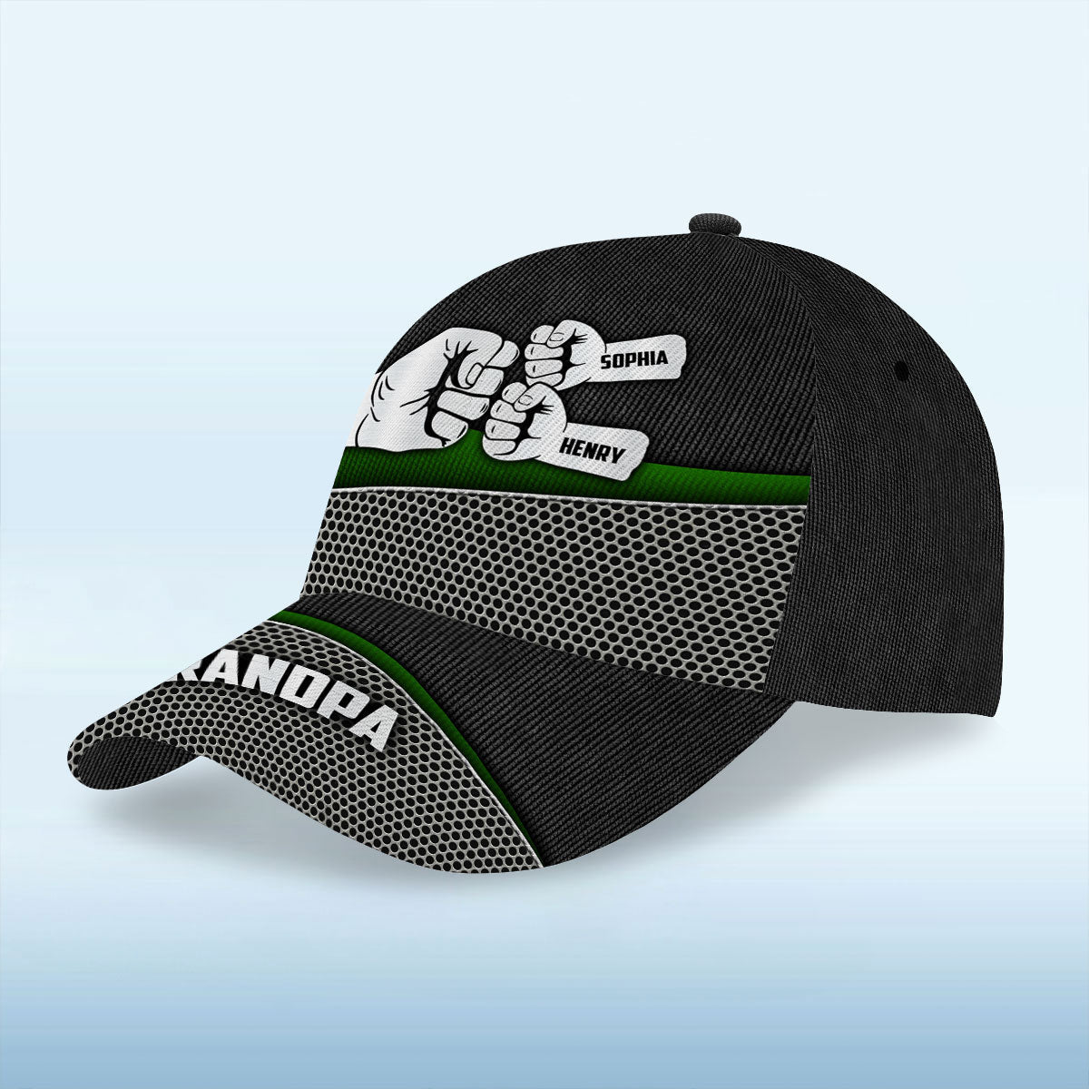 Grandpa Fist Bump Metal Printed Personalized Classic Cap, Father's Day Gift For Grandpa, Gift For Dad