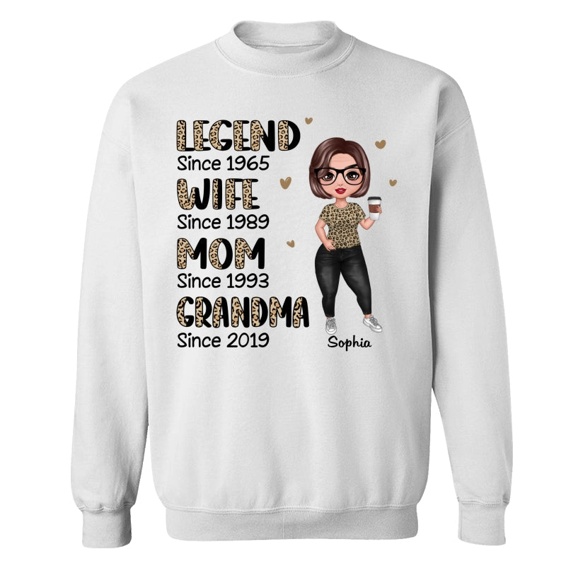 Half Leopard Doll Woman Standing Legend Wife Mom Grandma Personalized Shirt