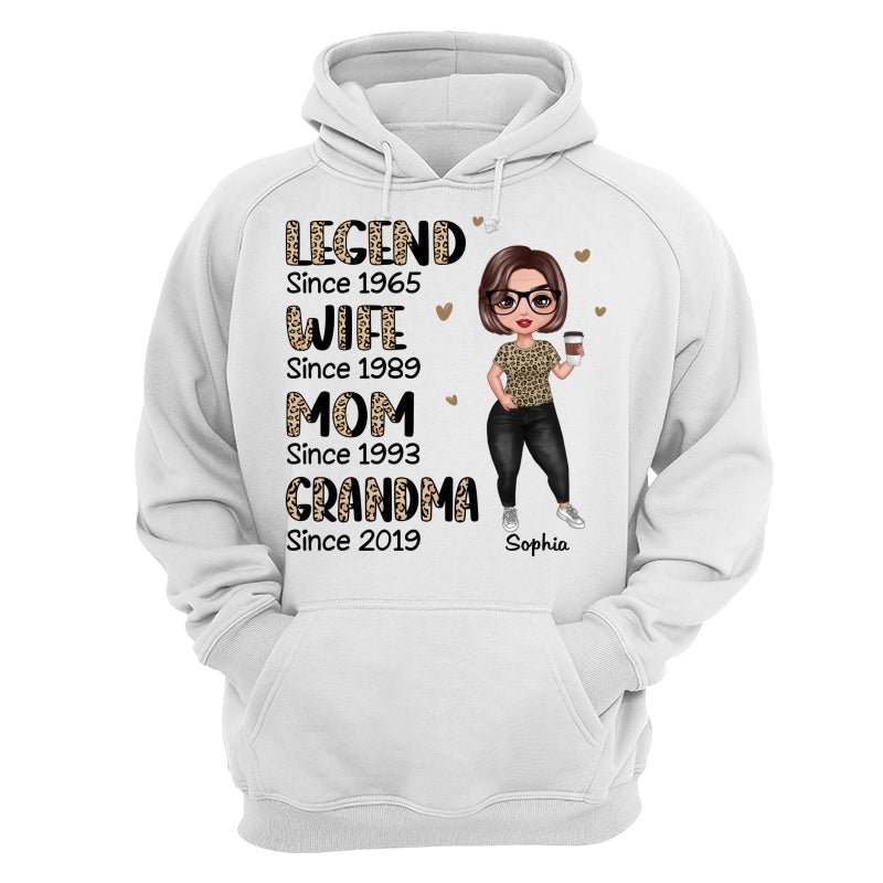 Half Leopard Doll Woman Standing Legend Wife Mom Grandma Personalized Shirt