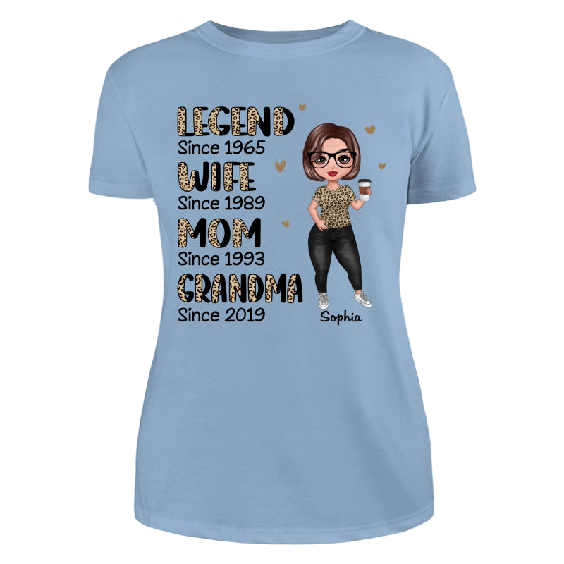 Half Leopard Doll Woman Standing Legend Wife Mom Grandma Personalized Shirt