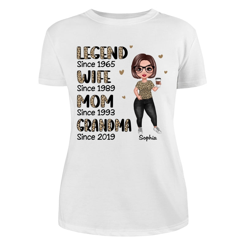 Half Leopard Doll Woman Standing Legend Wife Mom Grandma Personalized Shirt
