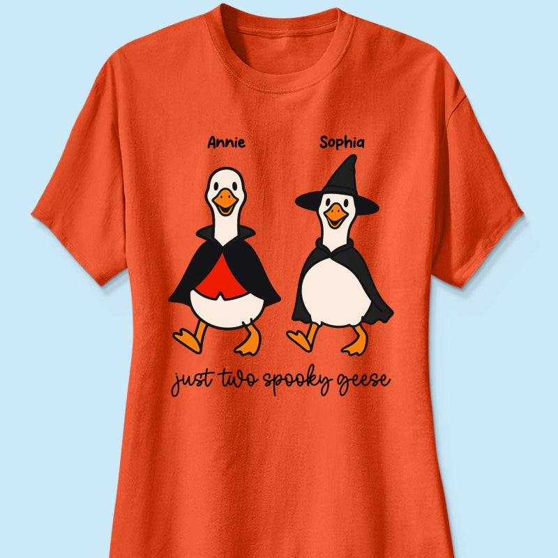 Halloween Funny Cute Spooky Goose Besties Personalized Shirt, Group Shirt For Besties