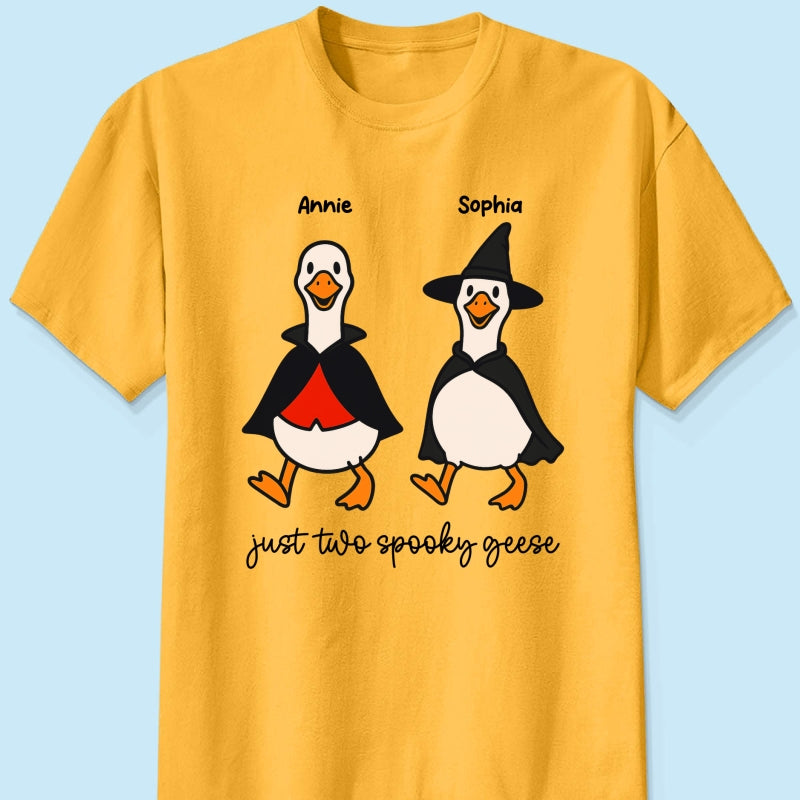 Halloween Funny Cute Spooky Goose Besties Personalized Shirt, Group Shirt For Besties