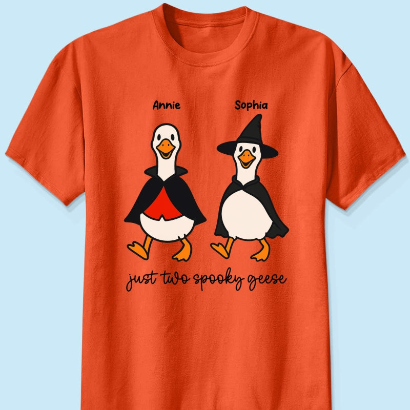 Halloween Funny Cute Spooky Goose Besties Personalized Shirt, Group Shirt For Besties