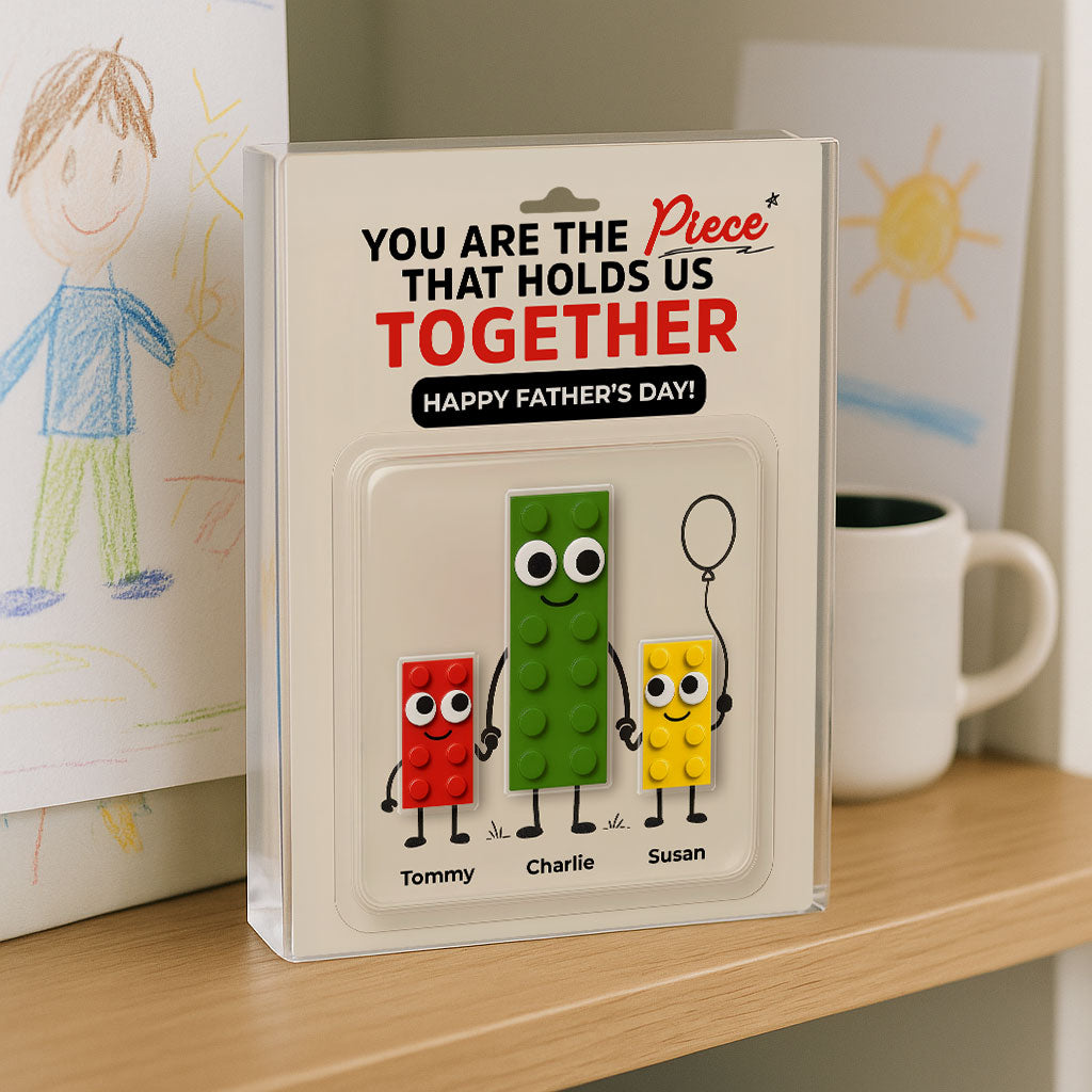 Dad And Kids Puzzle Personalized Toy Box Acrylic Block, gift for Dad, Gift for Husband