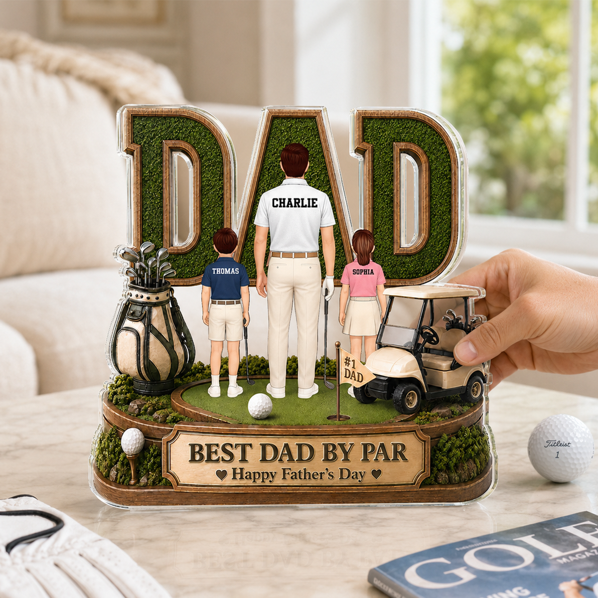 Above Par In Every Way Golfer Dad - Personalized Acrylic Block Plaque - Gift For Dad, Husband
