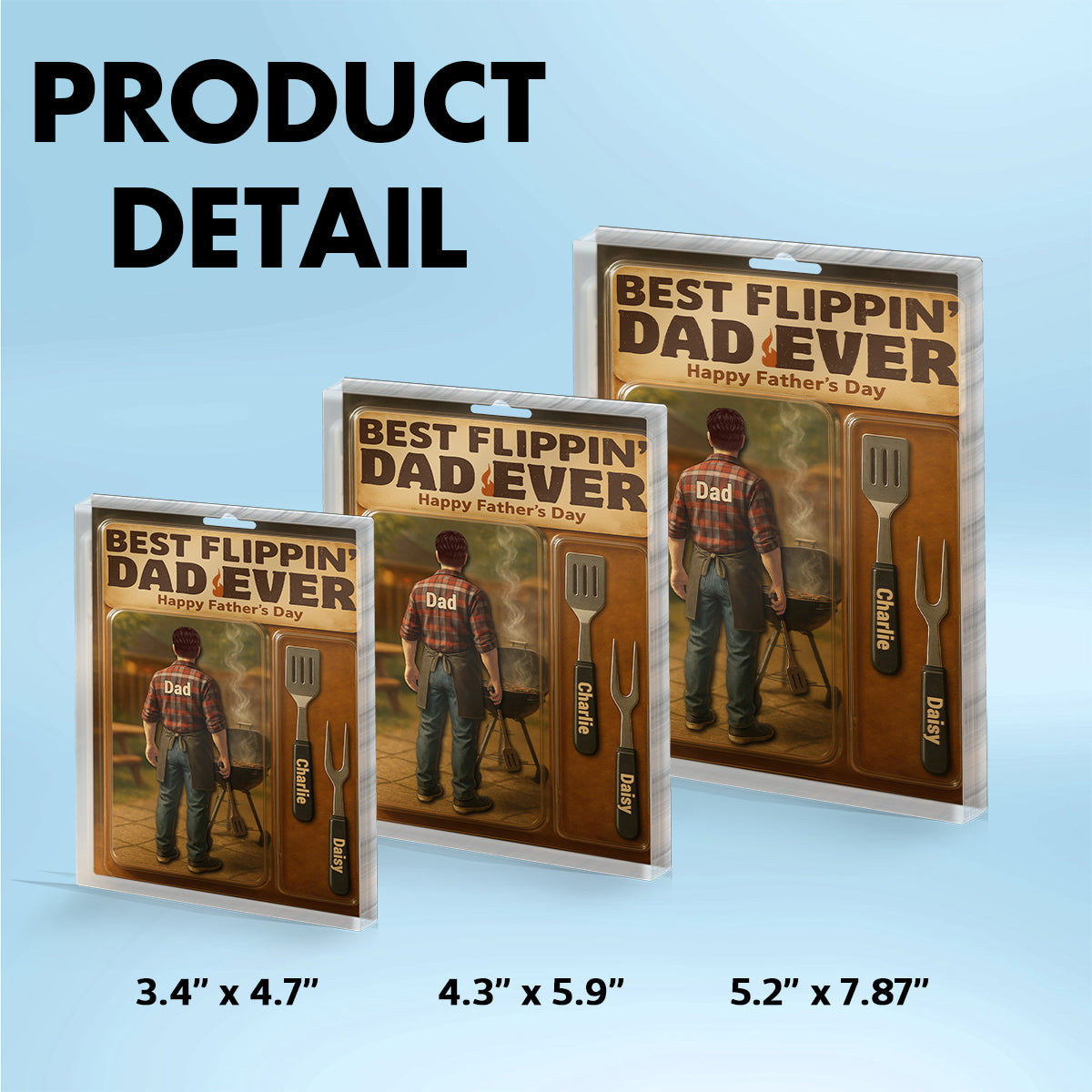 Best Flippin' Dad Ever With Kids' Names Custom Figure Personalized Acrylic Block Plaque, Unique Gift For Him, For Dad, For Grandpa