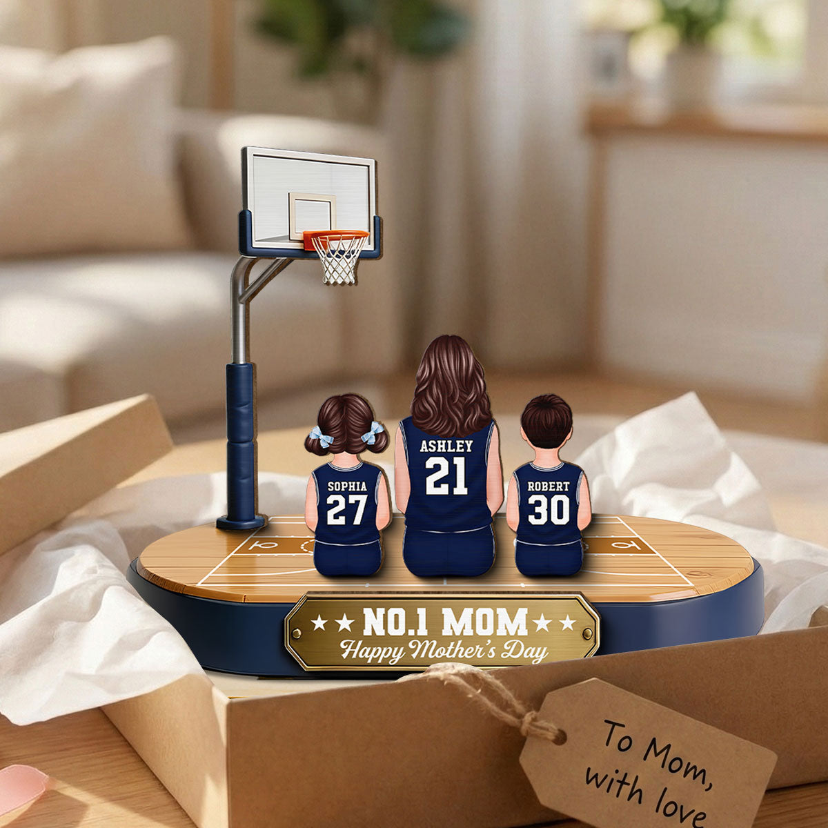 Mommy's Basketball Dream Team - Personalized 2-Layered Wooden Plaque - Gift For Basketball Mom