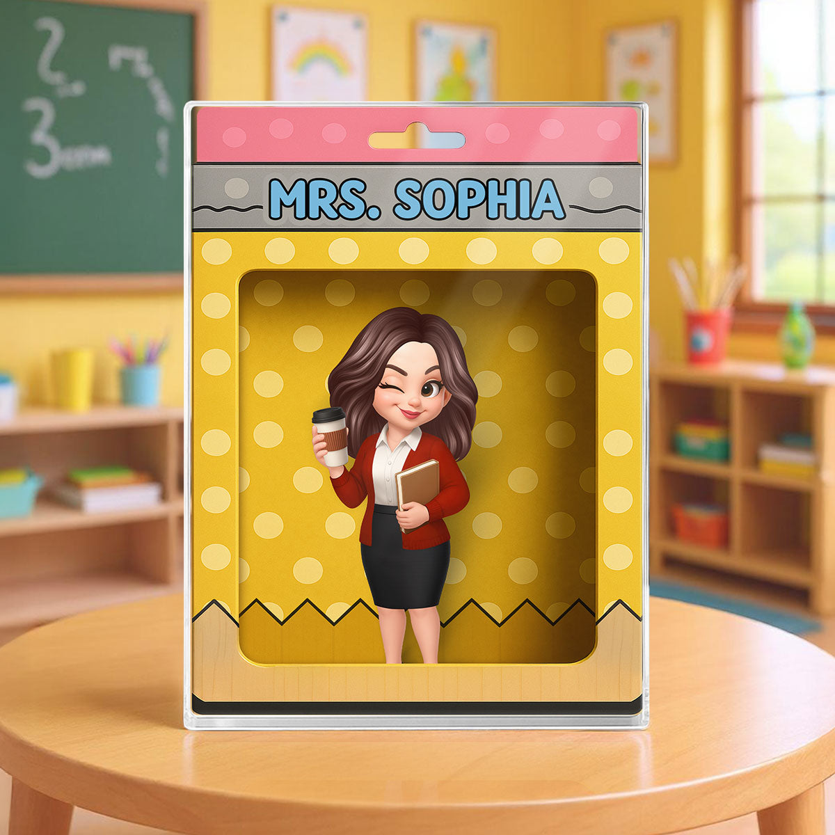 Teacher Inside Pencil Pattern Box 3D Effect Personalized Acrylic Block, Back To School gift for Teachers