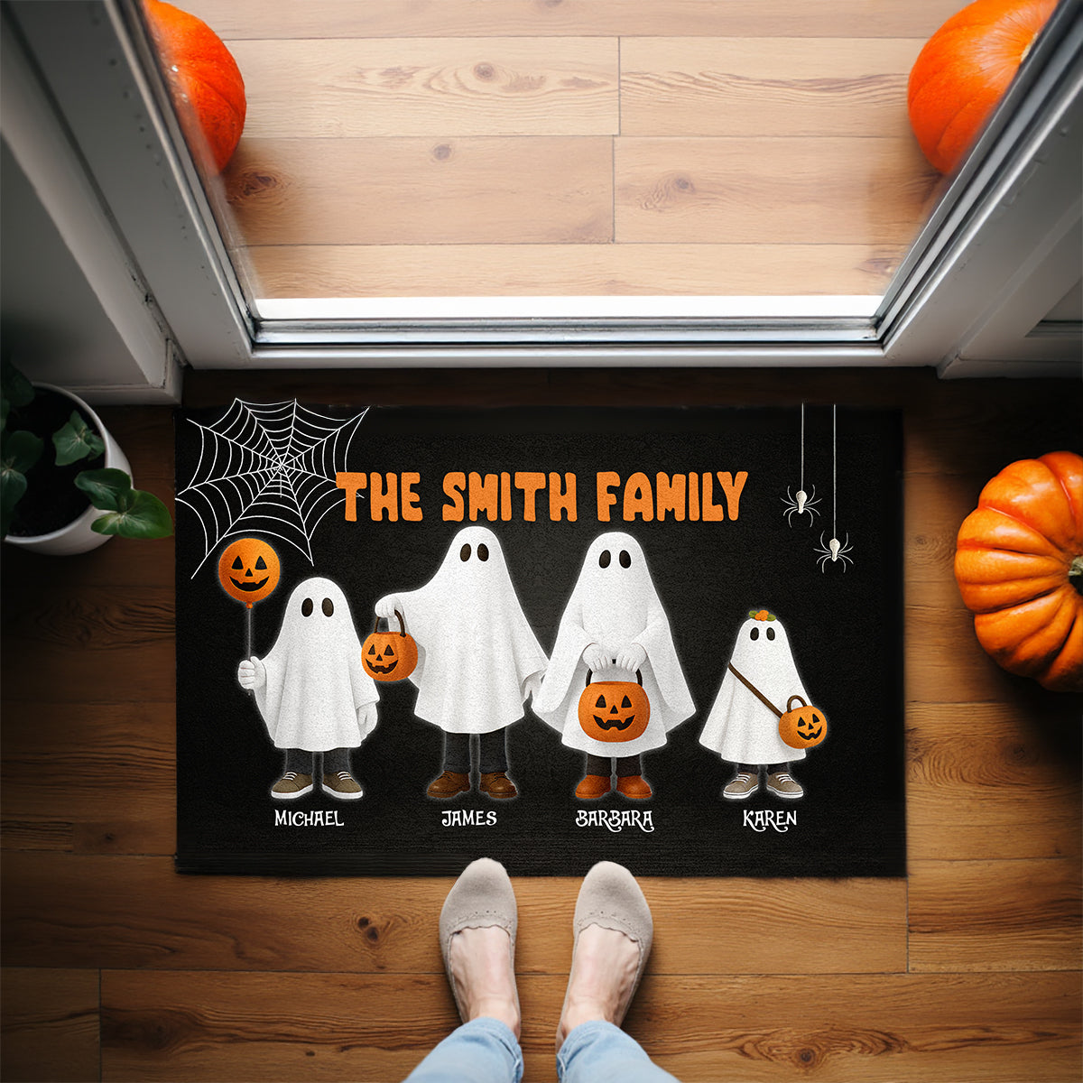 3D Effect Halloween Cute Funny Boo Family Personalized Doormat