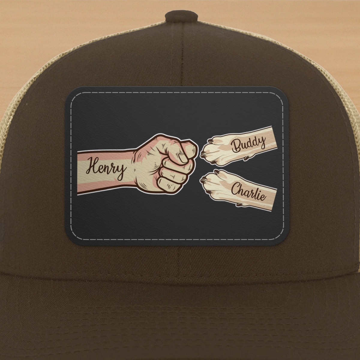 Dog Dad Fist Bump Personalized Trucker Cap, Dad Snapback Hat, Father's Day Gift for Dog Dads